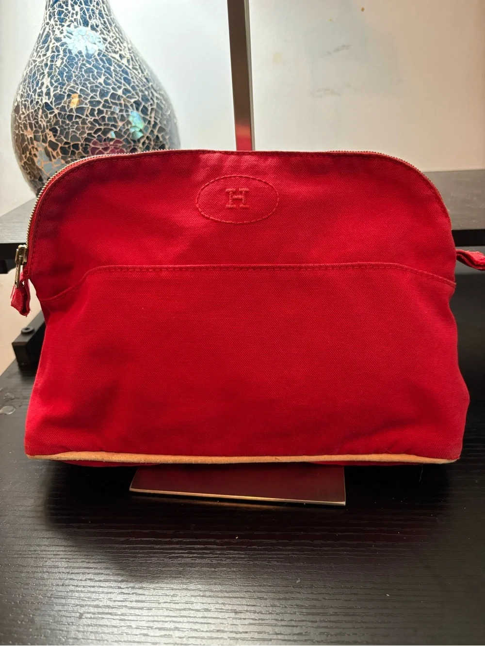 Authentic Hermès Bolide Pouch Iconic Red Canvas – Crossbody Convertible Option